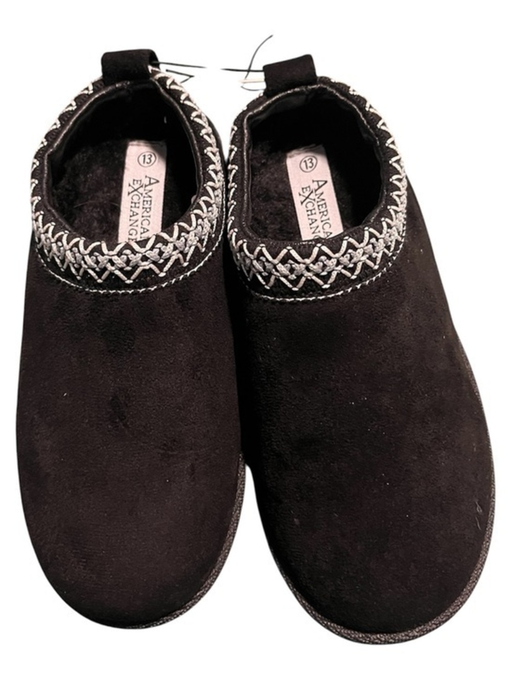 American Exchange Black Slip-On Mules with Silver Trim